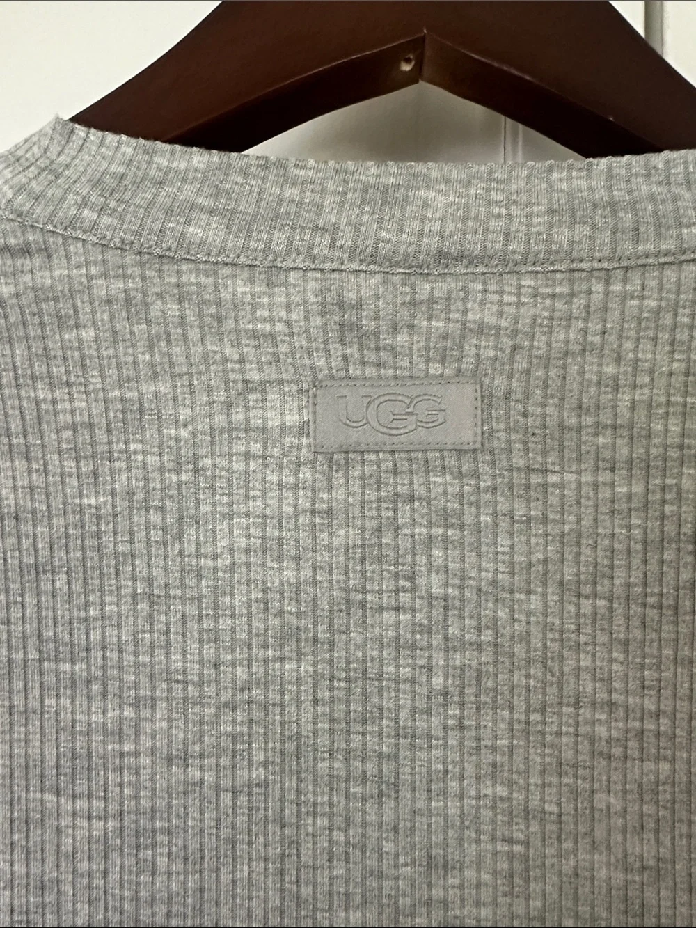 UGG Light Gray Ribbed Button-Front Top - Picture 3 of 4